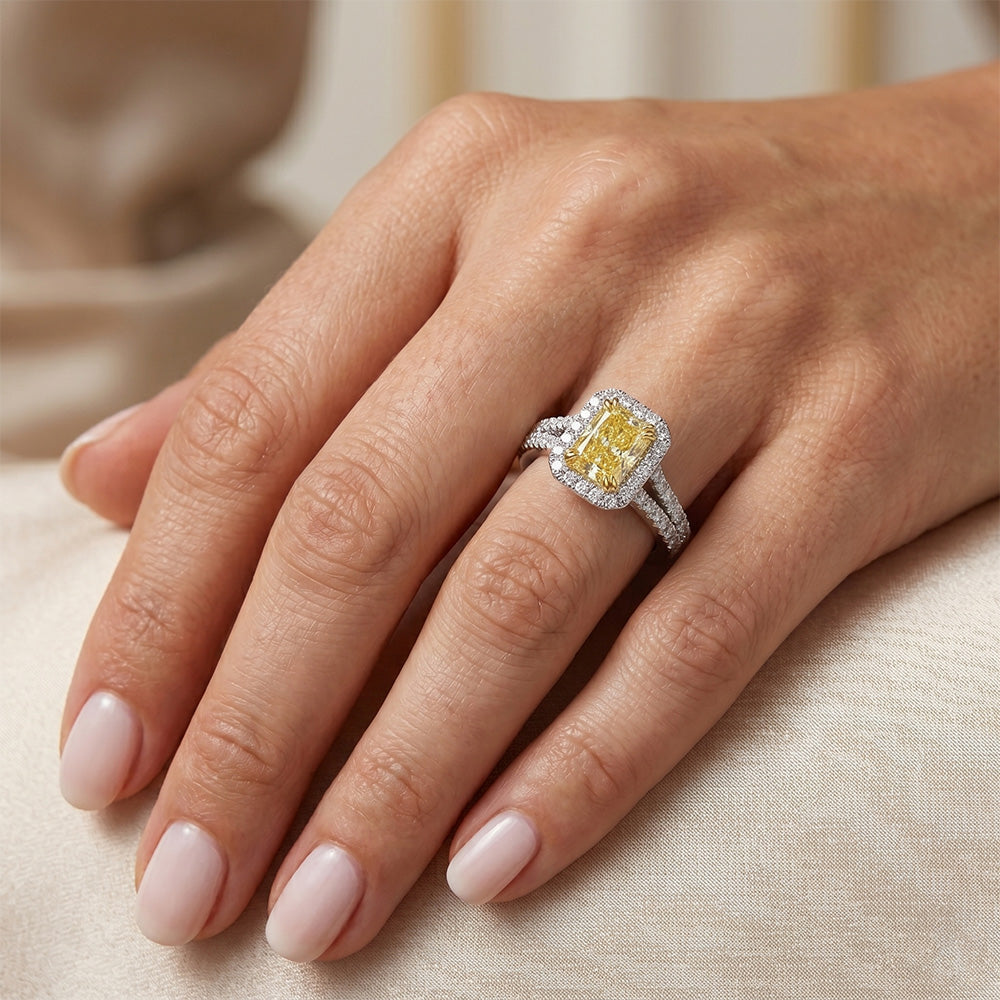 Fine VVS Diamante Giallo Fancy Anello Gioielleria – 2 carati Oro
