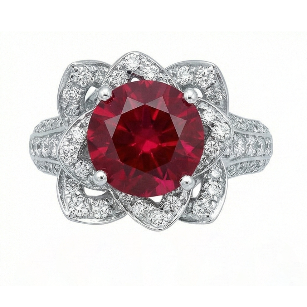 vero round diamante 2.51carati anello vista frontale