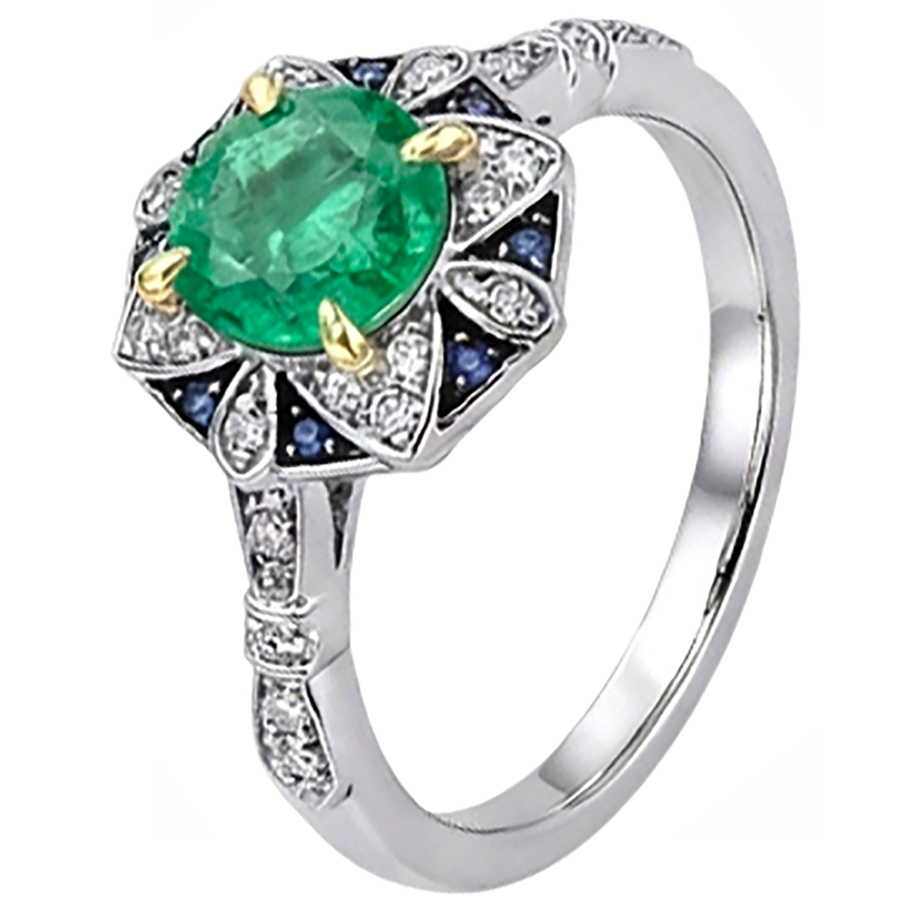 Anello con Gemma 14K con Smeraldo – vista profilo