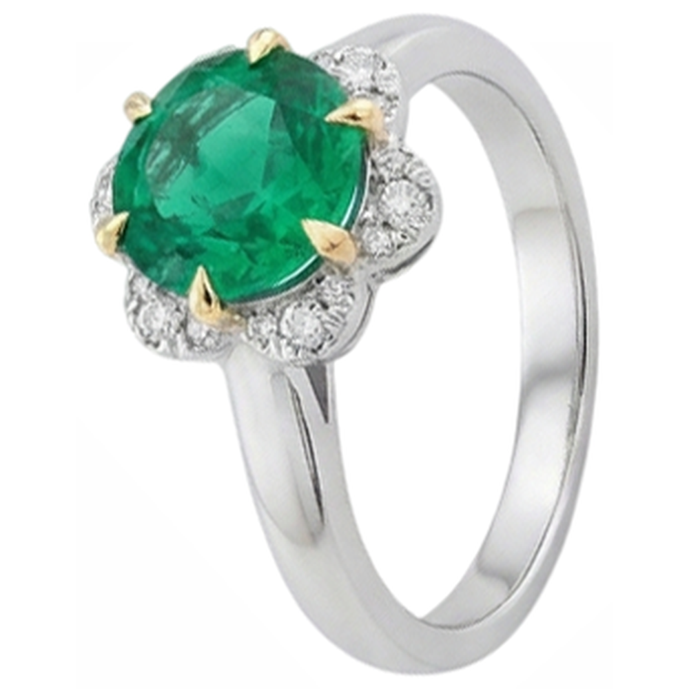 Smeraldo Colombiano Anello Pietra Colorata 2,50 carati Oro Due Toni 14K – vista angolare