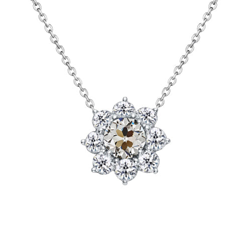 Cuscino Antico Brillante anello in Oro 14 Carati Bianco – vista principale
