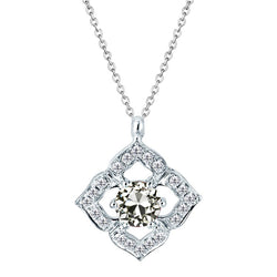 Cuscino Antico Brillante Pendente in Oro Bianco 14K – 2,50 carati