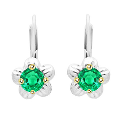 Taglio Rotondo Smeraldo Gemstone Earring – 1 carati in Oro