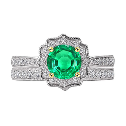Pavé Anello con Pietra Preziosa – Smeraldo Fine 2 carati Oro Due