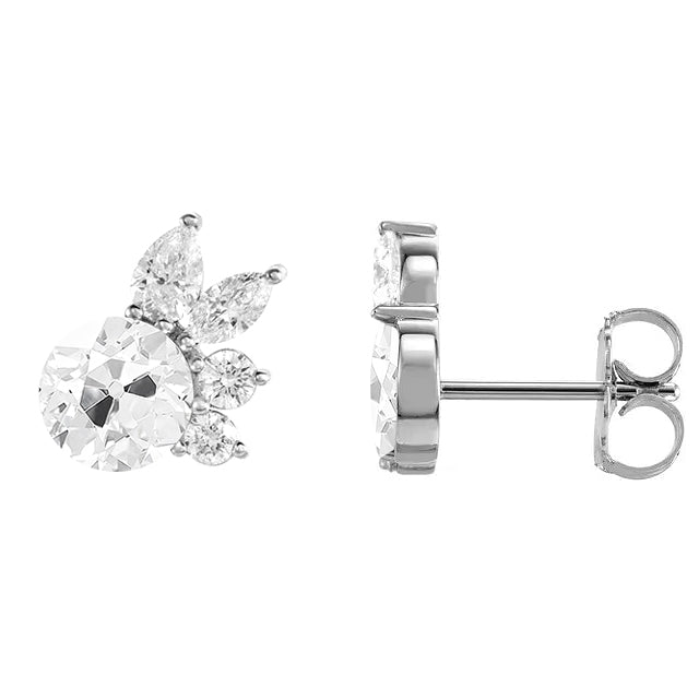 Diamante Orecchini a Lobo 1,50 carati Oro Bianco 14K – vista frontale