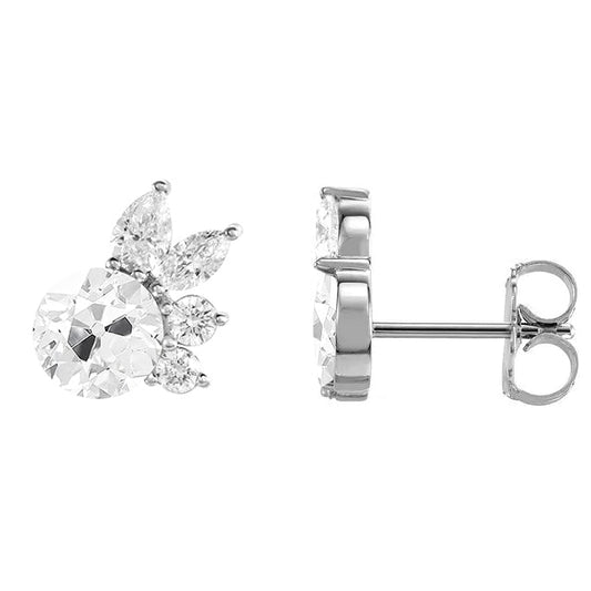 Diamante Orecchini a Lobo 1,50 carati Oro Bianco 14K – vista frontale