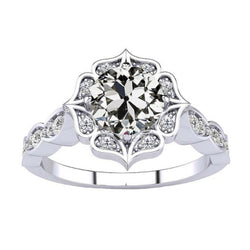 Oro Bianco 14K Anello Anniversario Diamante Anello Halo 1,50