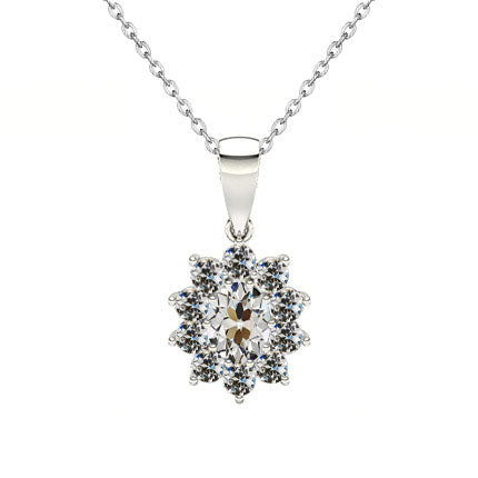 Diamante Fine Collana Pendente 1-carati Oro 14 Carati Bianco – vista principale
