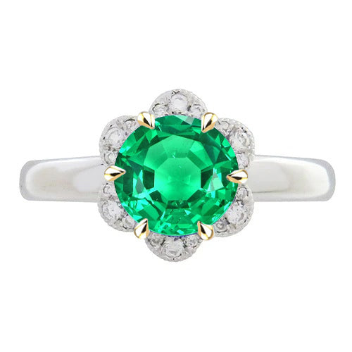 Anello Pietra Colorata Oro Due Toni 14K con Smeraldo Colombiano – vista principale