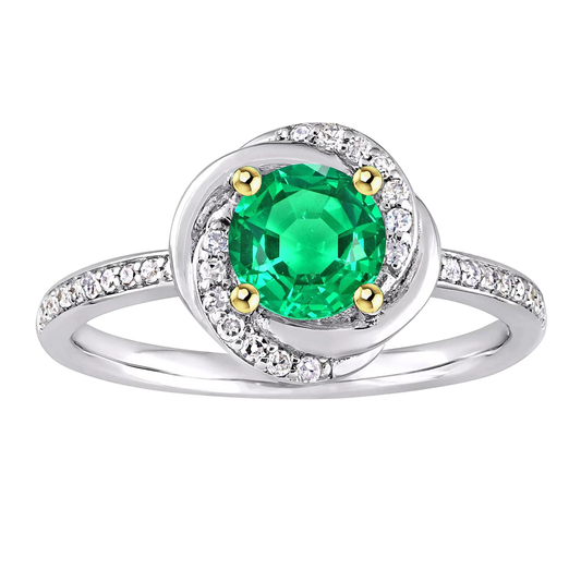 Anello con Gemma Oro 14 Carati Bicolore con Smeraldo Fine – vista principale