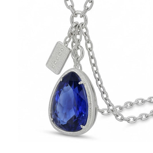 Forma Triangolo Zaffiro Cane Targhetta Pendente Uomoi Oro