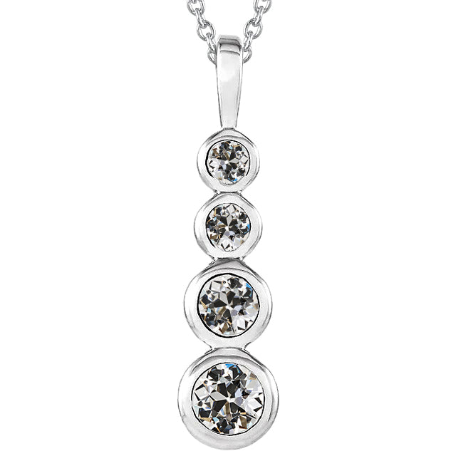 Brillante Taglio Old Mine Collana Pendente in Oro Bianco 14K – vista principale
