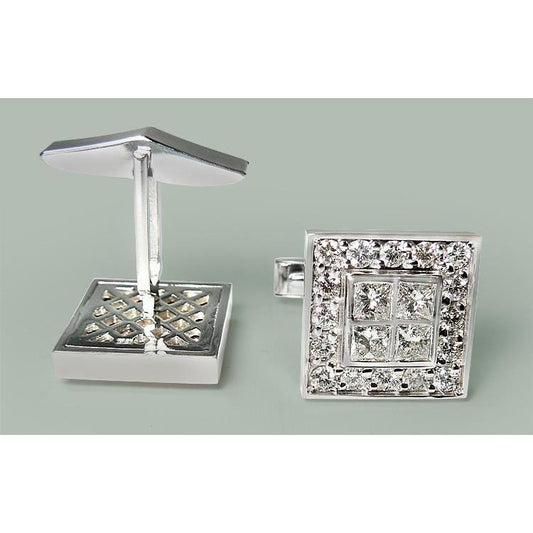 Gemelli Extra Large 2 Cm X 2 Cm 8 Ct Genuino Diamante Wg Accessori Uomo