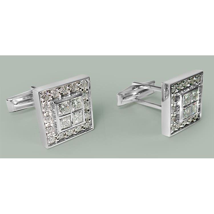 Gemelli Extra Large 2 Cm X 2 Cm 8 Ct Genuino Diamante Wg Accessori Uomo