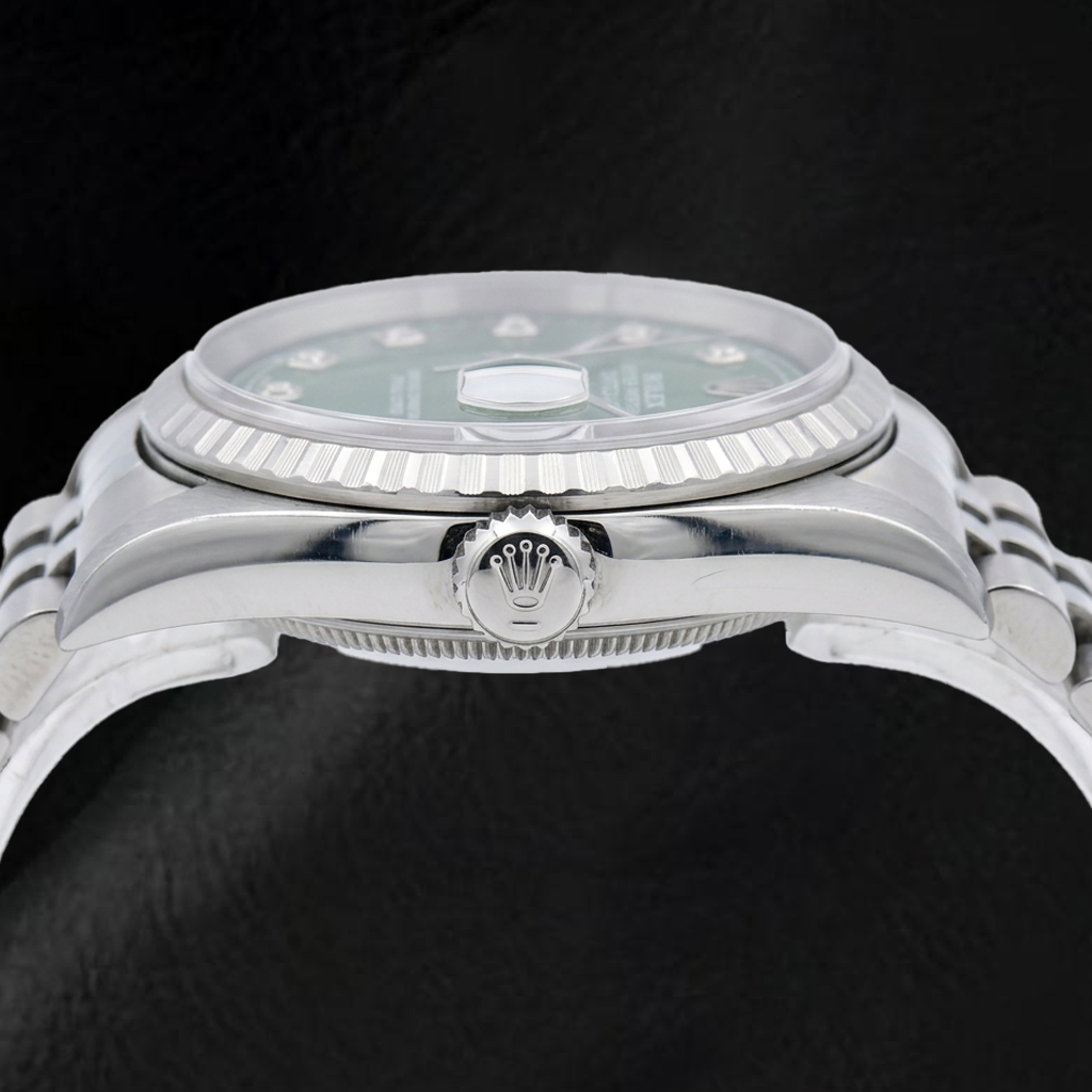 Rolex Datejust 16220 36 mm Orologio in Acciaio Inossidabile con Quadrante Verde con Diamanti