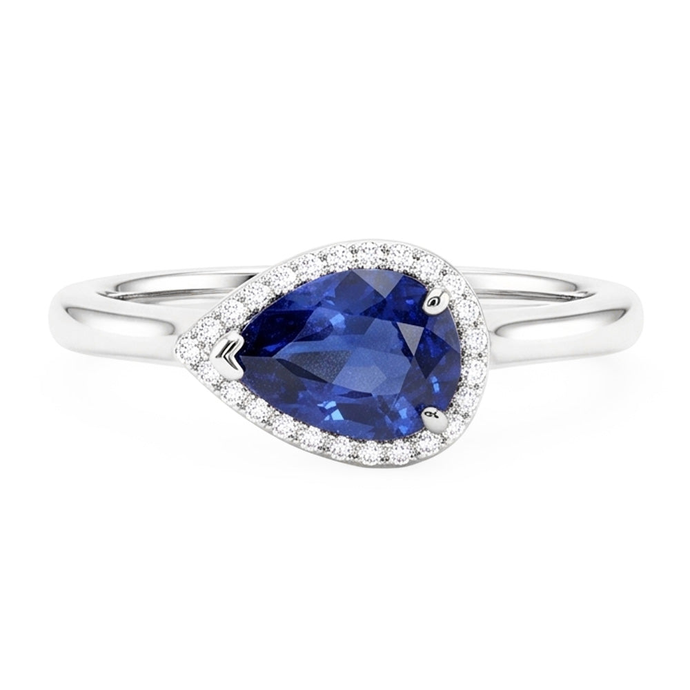 Gemma Halo Anello con zaffiro taglio a pera 2.50 carati gioielli con diamanti rotondi