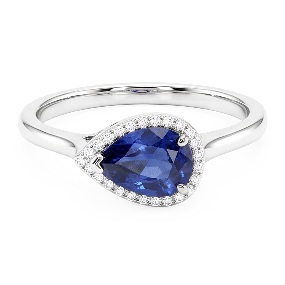 Gemma Halo Anello con zaffiro taglio a pera 2.50 carati gioielli con diamanti rotondi
