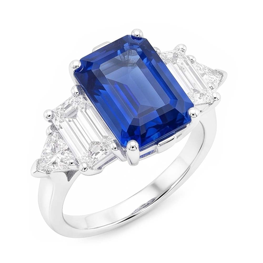 Gemma smeraldo blu zaffiro anello 2.50 carati gioielli in oro con diamanti