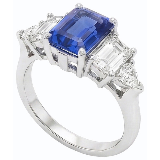 Gemma smeraldo blu zaffiro anello 2.50 carati gioielli in oro con diamanti