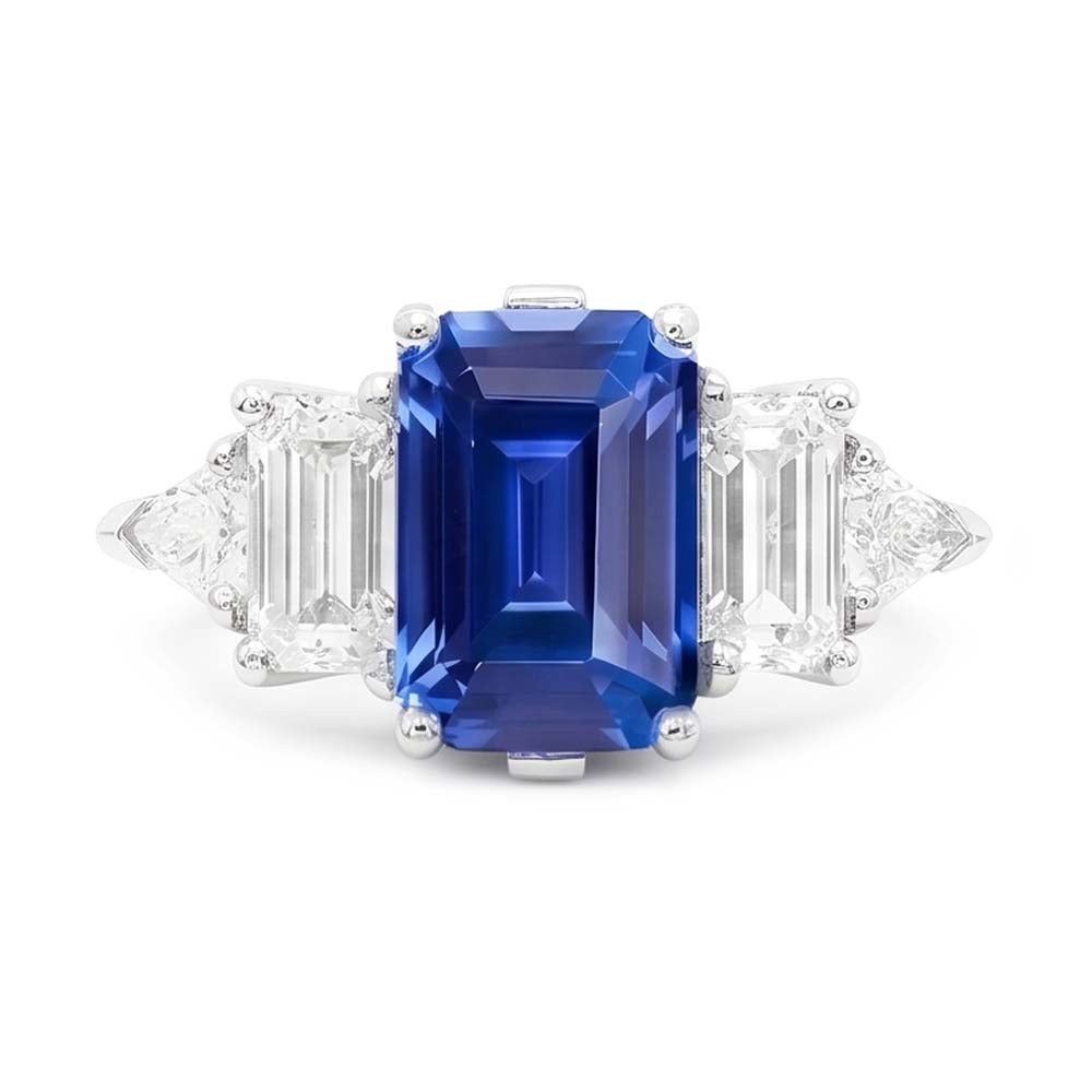 Gemma smeraldo blu zaffiro anello 2.50 carati gioielli in oro con diamanti