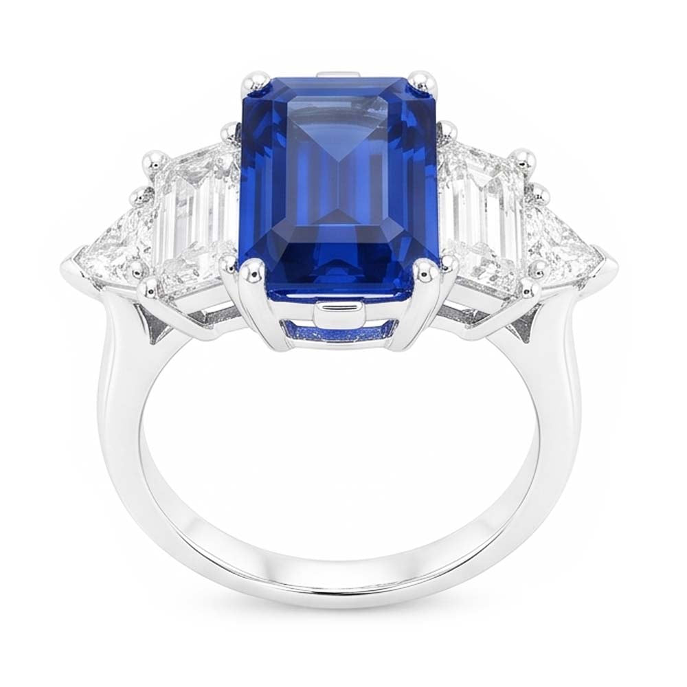 Gemma smeraldo blu zaffiro anello 2.50 carati gioielli in oro con diamanti