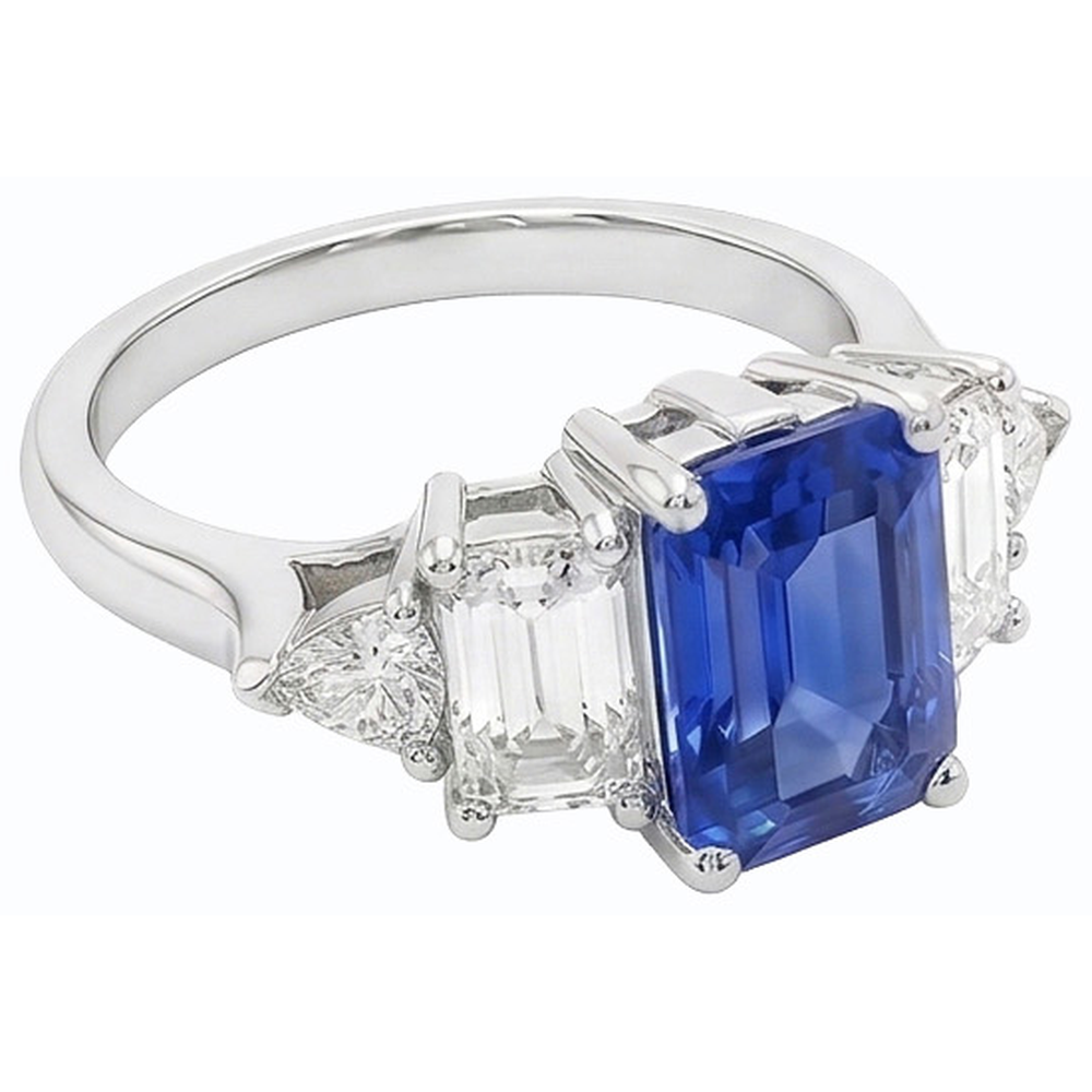 Gemma smeraldo blu zaffiro anello 2.50 carati gioielli in oro con diamanti