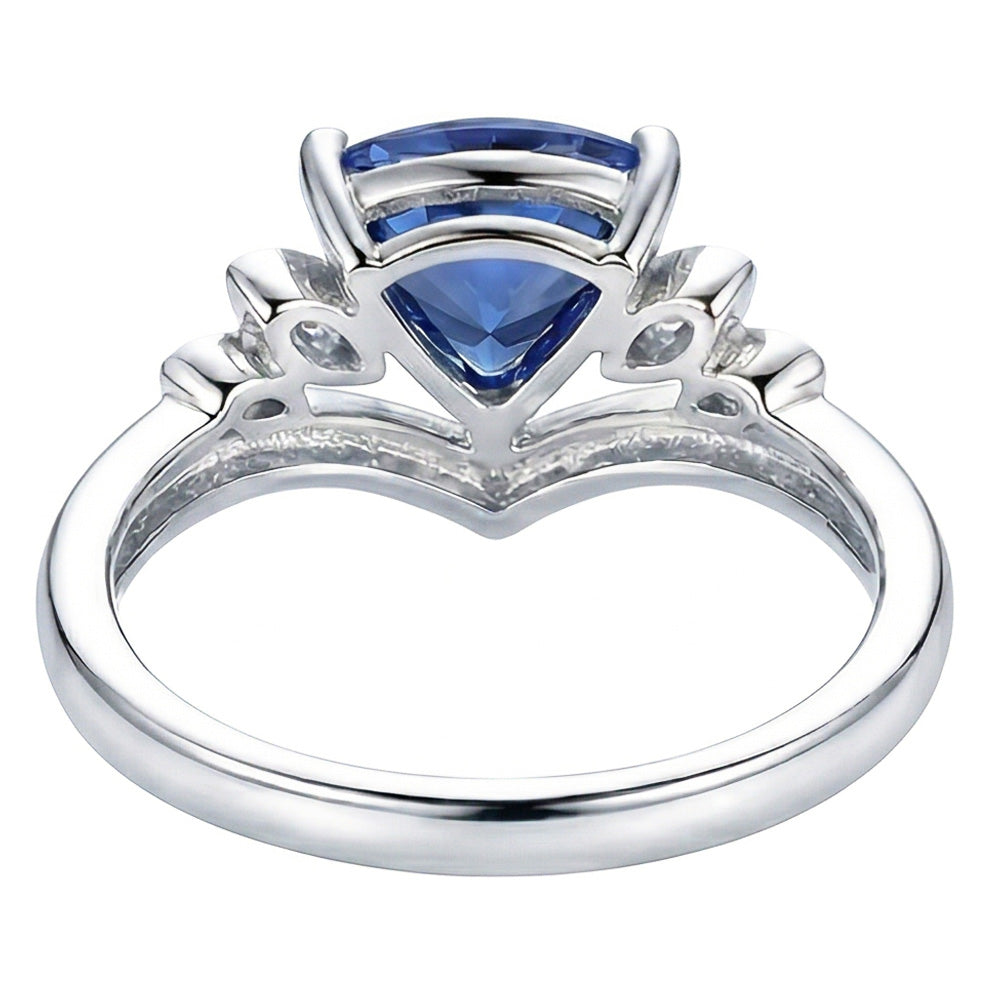 Gemma zaffiro fantasia anello 2 carati taglio trilioni gioielli in oro 14K