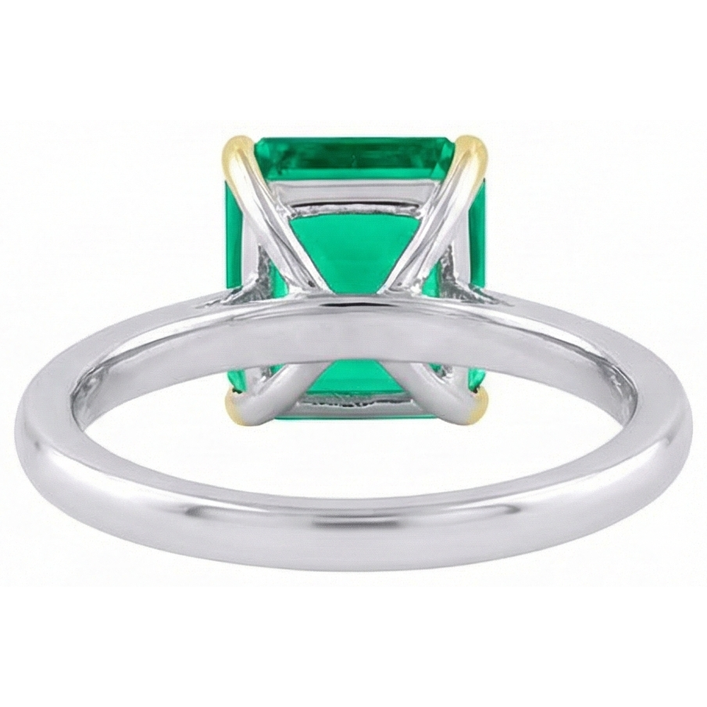 Smeraldo Anello Pietra Colorata 5 carati Oro Bicolore 14K – vista posteriore