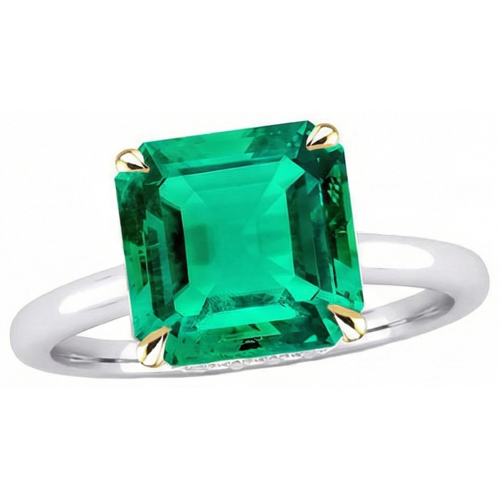 Smeraldo Anello Pietra Colorata 5-carati Oro Bicolore 14K – vista angolare