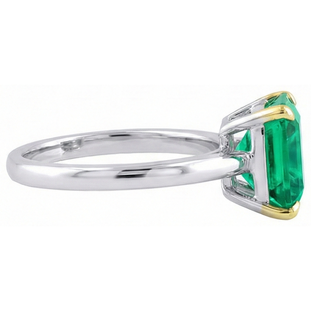 Anello Pietra Colorata Oro Bicolore 14K con Smeraldo – vista profilo