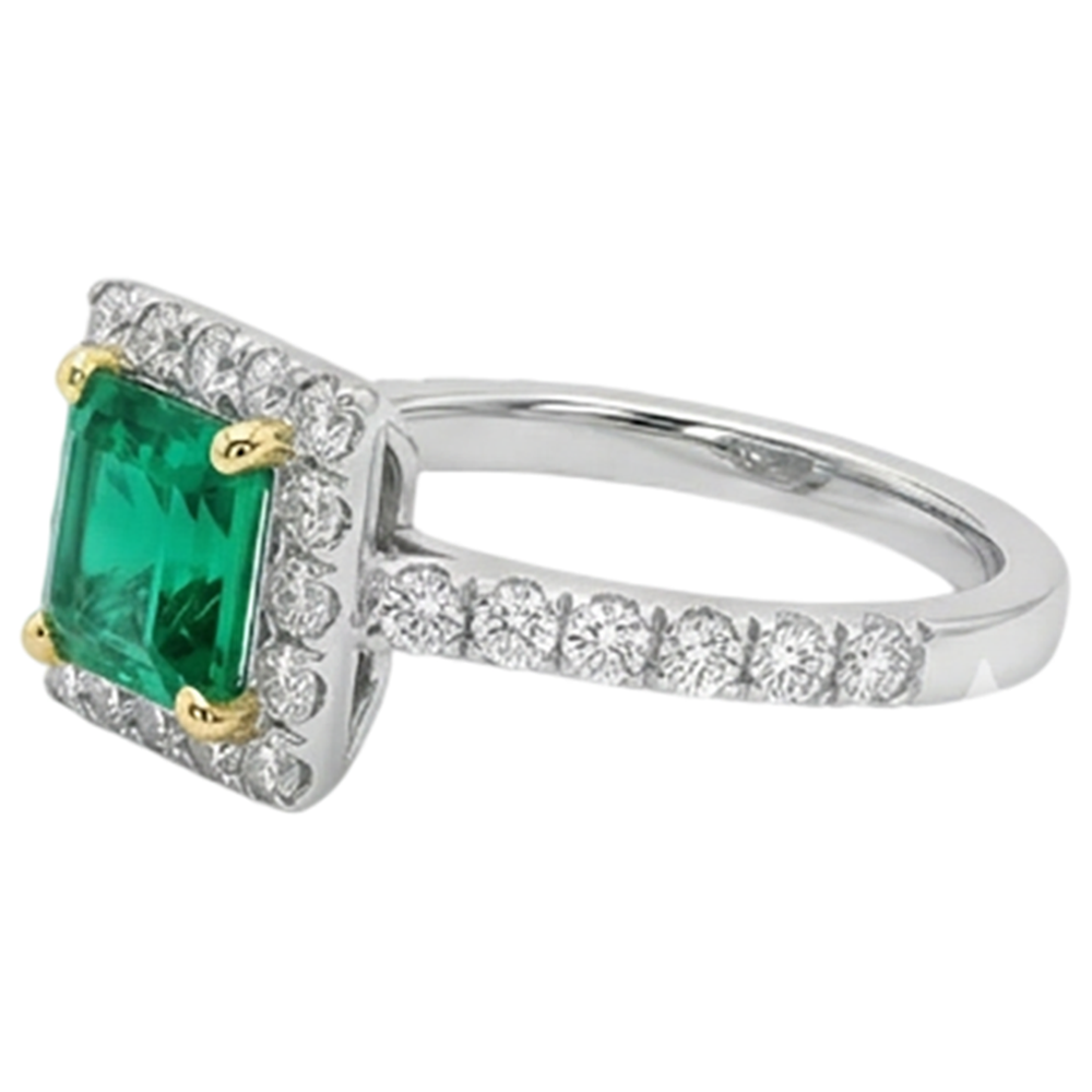 Anello con Pietra Preziosa Oro Bicolore 14K con Smeraldo Colombiano – vista dall'alto