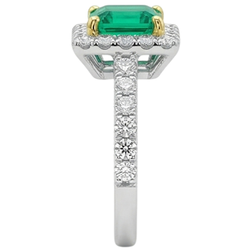 Smeraldo Colombiano Anello con Pietra Preziosa 2,50-carati Oro Bicolore 14K – vista posteriore
