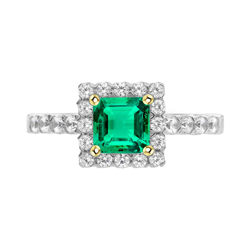 Brillante Anello con Pietra Preziosa con Smeraldo Colombiano