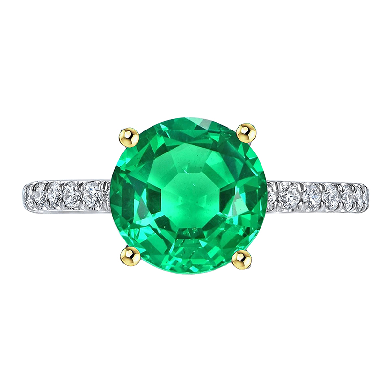 Smeraldo Colombiano Anello con Gemma 3-carati Oro Bicolore 14K – vista principale