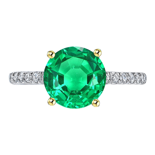 Smeraldo Colombiano Anello con Gemma 3-carati Oro Bicolore 14K – vista principale