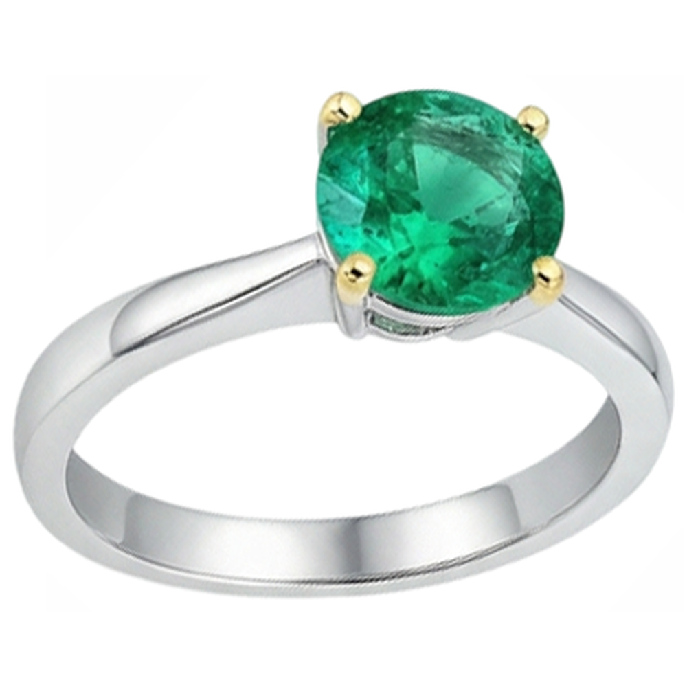 Smeraldo Anello Pietra Colorata 3-carati Oro Due Toni 14K – vista angolare