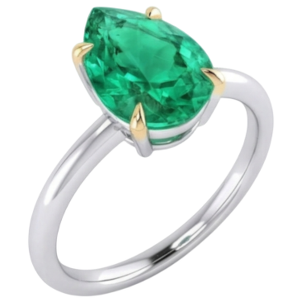 Di lusso Smeraldo Colombiano Anello Pietra Colorata 2 carati – vista laterale