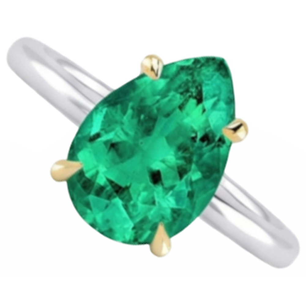 Smeraldo Colombiano Anello Pietra Colorata 2-carati Oro 14 Carati Bicolore – vista angolare