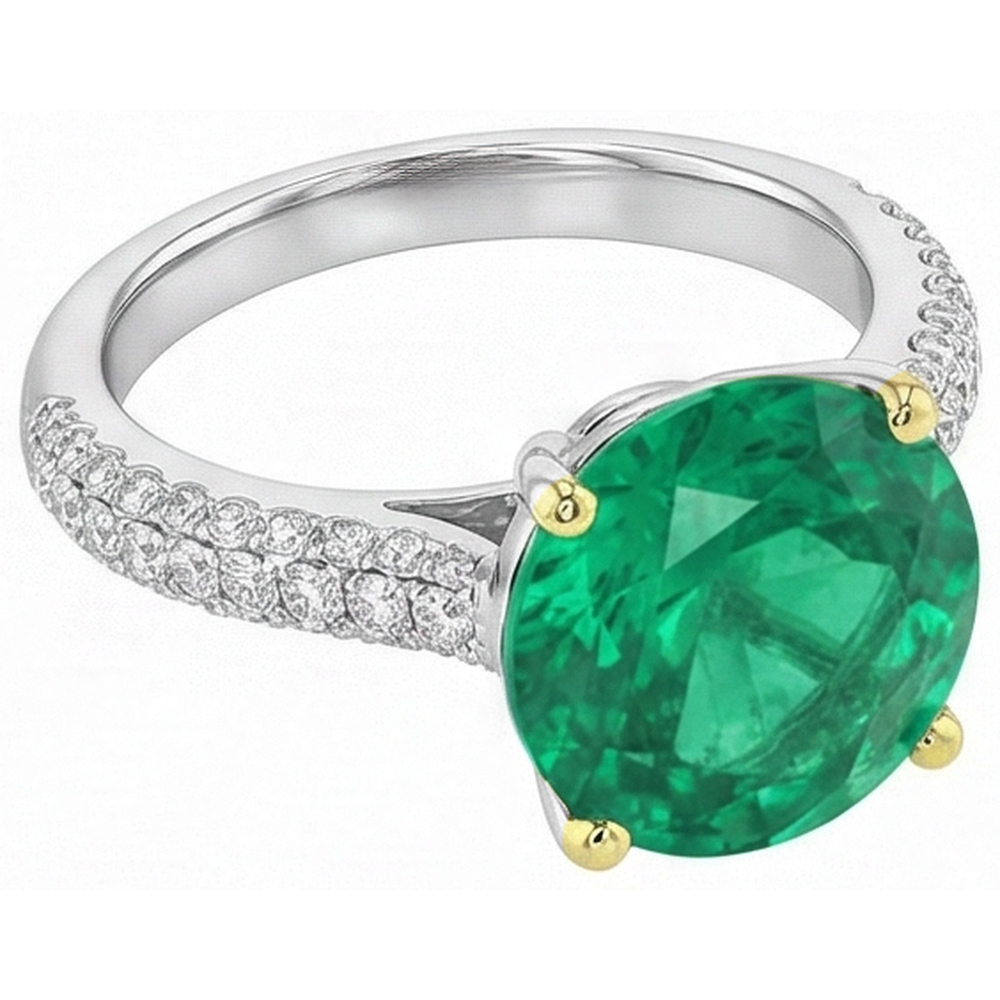 Smeraldo Fine Anello Pietra Colorata 4-carati Oro Due Toni 14K – vista laterale