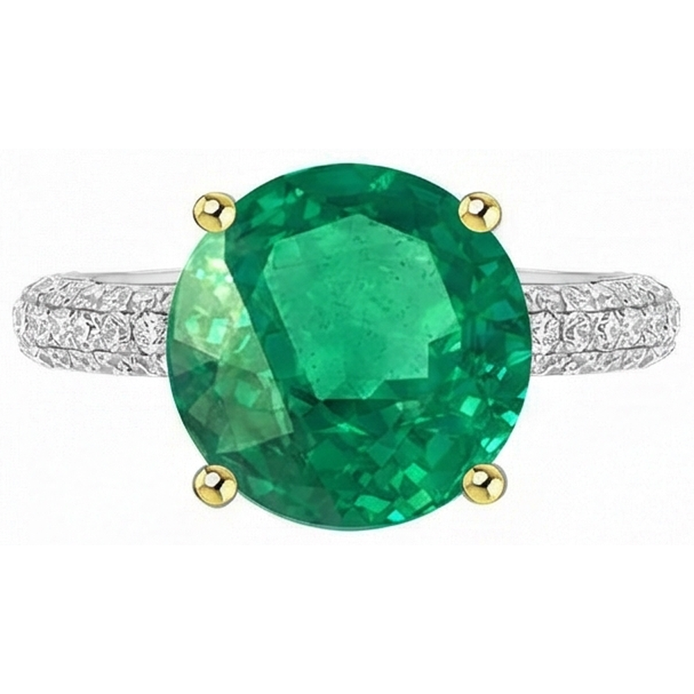 Smeraldo Fine Anello Pietra Colorata 4-carati Oro Due Toni 14K – vista angolare