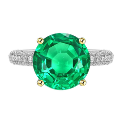 Smeraldo Fine Anello Pietra Colorata – Pavé 4 carati Oro Due