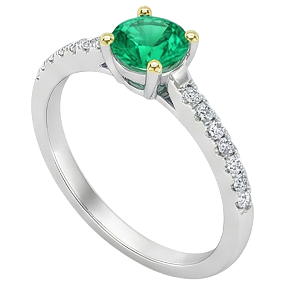 Smeraldo Anello con Pietra Preziosa 1 carati Oro Due Toni 14K – vista frontale