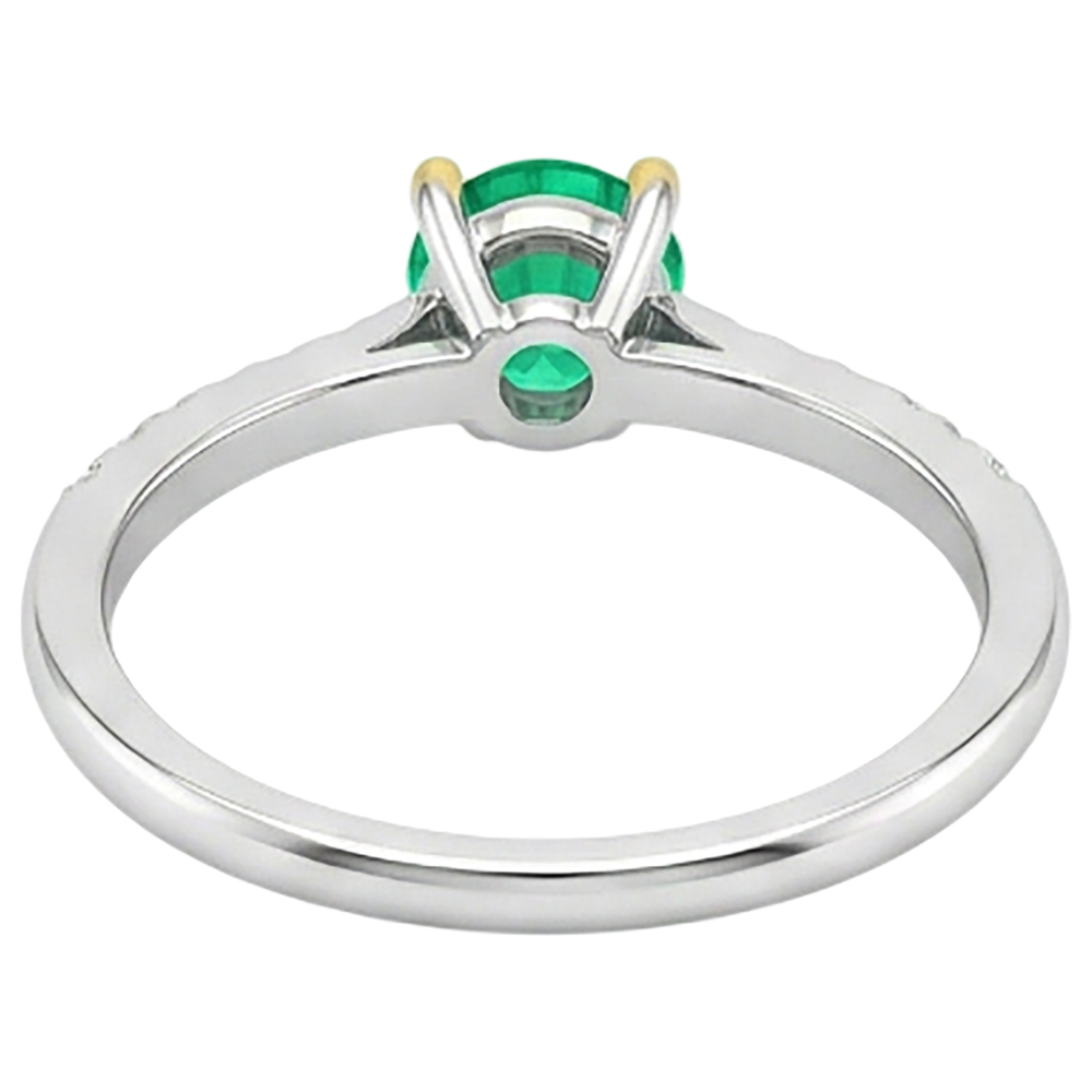 Smeraldo Anello con Pietra Preziosa 1-carati Oro Due Toni 14K – vista posteriore