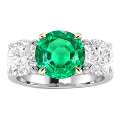 Smeraldo Fine GIA-Certificato Anello Pietra Colorata 3 carati in