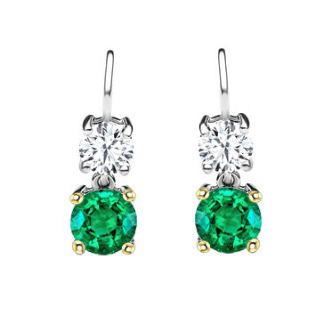 Smeraldo Fine Gemstone Earring 1 carati Oro Due Toni 14K – vista principale