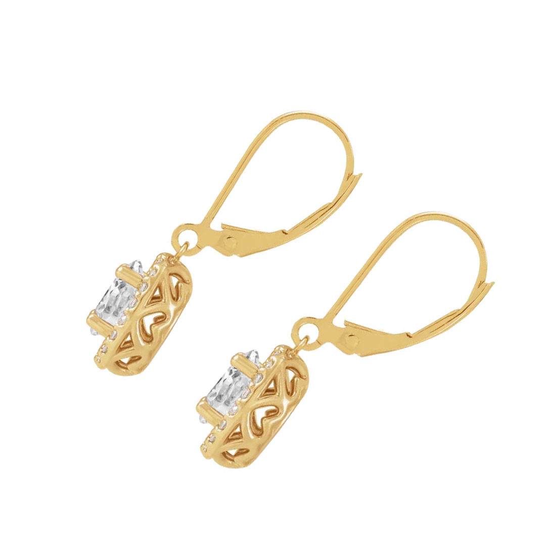 Diamante Orecchini 4,50-carati Oro Giallo 14K – vista frontale