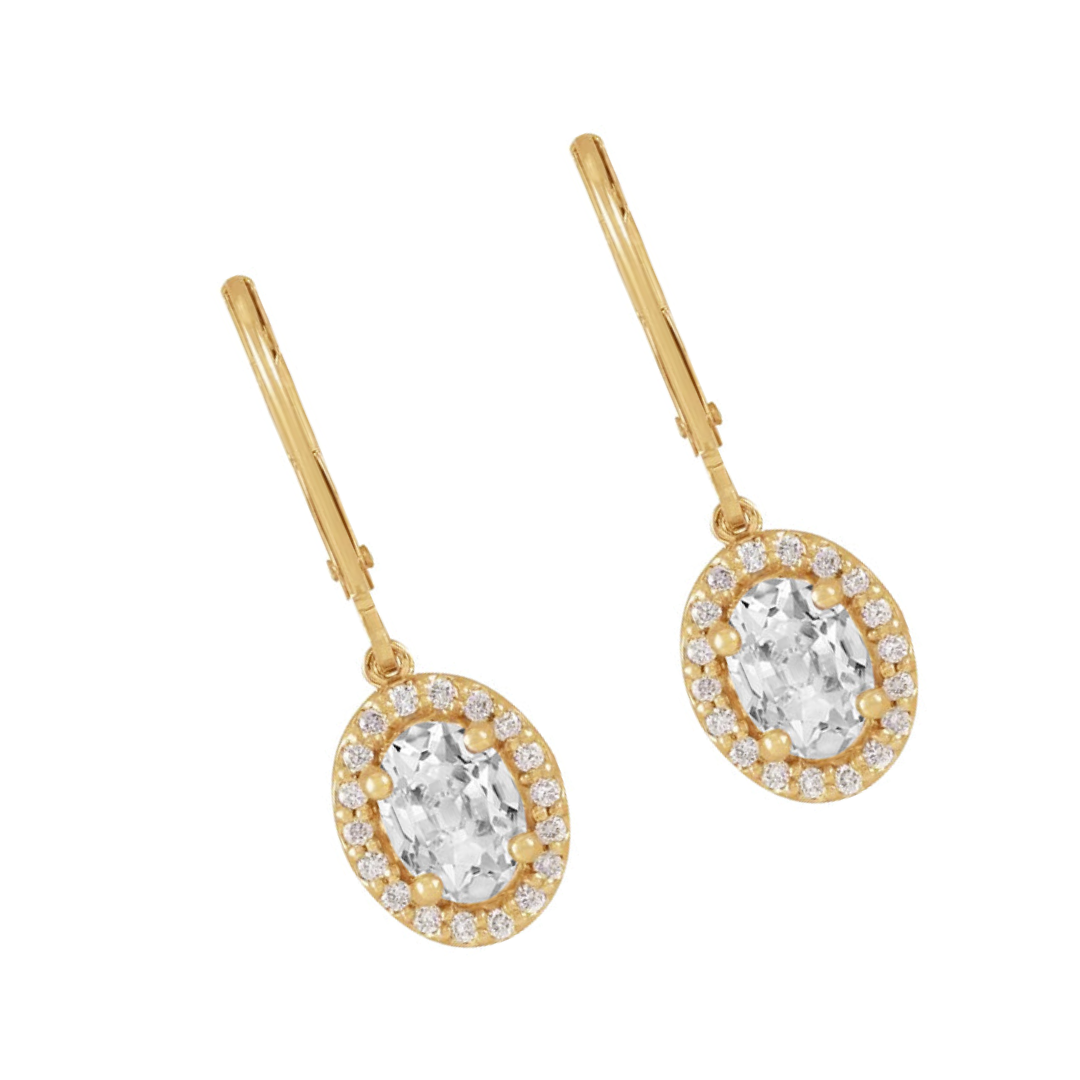 Orecchini Oro Giallo 14K con Diamante – vista laterale