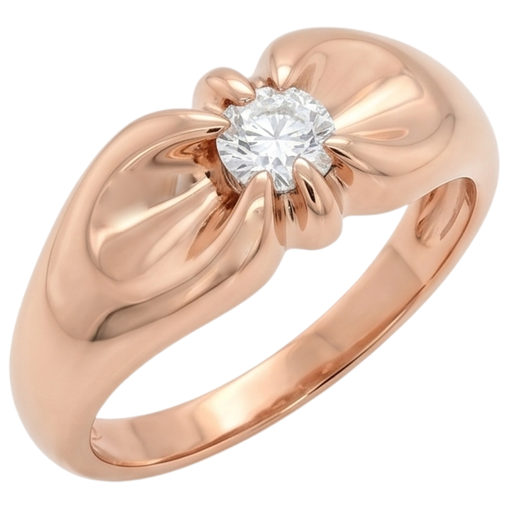 Genuino Anello Di Fidanzamento Con Artiglio Da 1 Carato Incastonato In Oro Giallo 14K