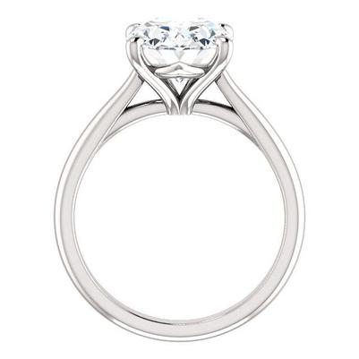 Genuino Anello Solitario 3.50 Carati Con Montatura A Griffe In Oro Bianco 14K