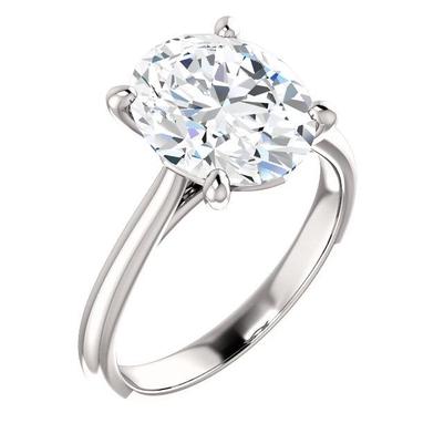 Genuino Anello Solitario 3.50 Carati Con Montatura A Griffe In Oro Bianco 14K
